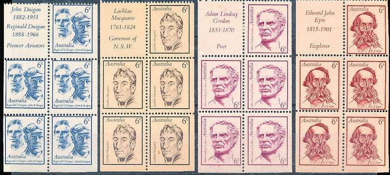AUSTRALIA  1970 -     Famous Australians  BOOKLET PANES   -  MINT