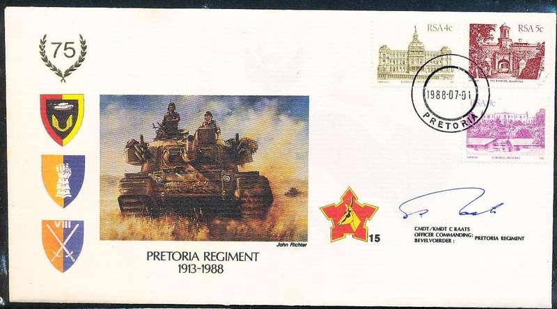 RSA   -  SA  ARMY   COVER   no 15  -    SIGNED
