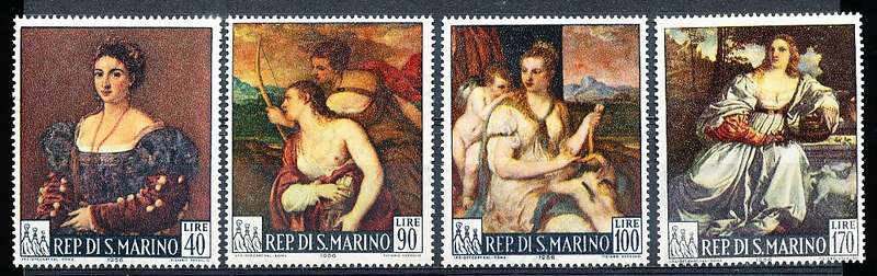 SAN MARINO  1966  -   Paintings by Tiziano Vecellio   FULL SET     - FINE  MINT