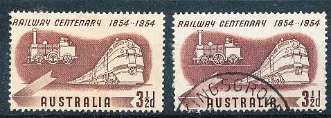 AUSTRALIA  1954 -     Anniversary of the Railway  -   MINT and  USED