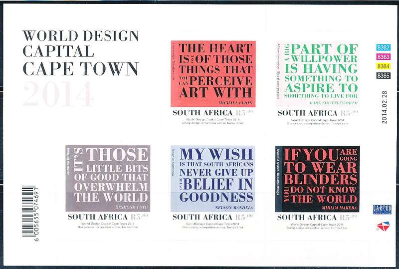 RSA  - 2014  -  Cape Town - World Design Capital   SHEET - FINE MINT