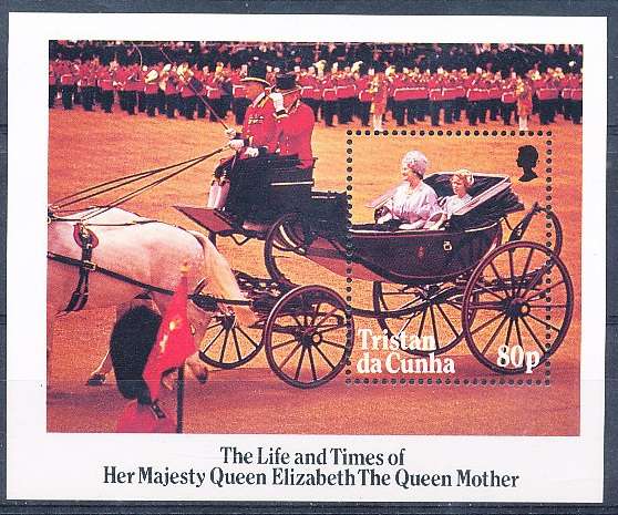 TRISTAN da CUNHA  - 1985   The Queen Mother   SHEET  -  FINE  MINT