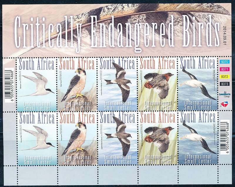 RSA  - 2014  -  Critically Endangered Birds  SHEET - FINE MINT