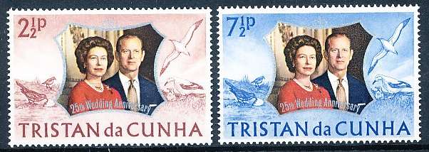 TRISTAN da CUNHA  - 1972    ROYAL SILVER WEDDING  SET  -    FINE  MINT