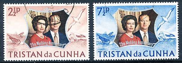 TRISTAN da CUNHA  - 1972    ROYAL SILVER WEDDING  SET  -    FINE  USED