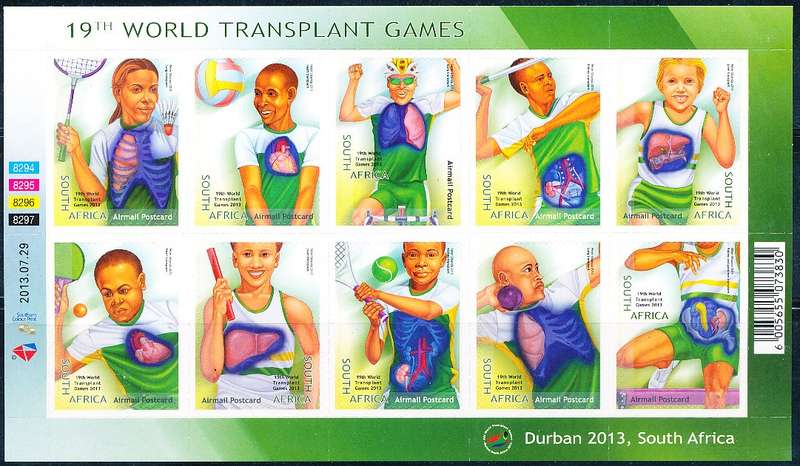 RSA  - 2013  -   World Transplant Games  SHEET - FINE MINT