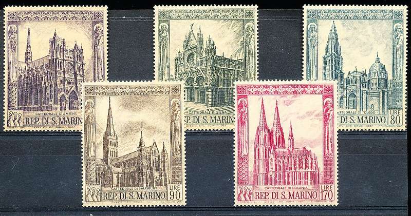 SAN MARINO  1967  -  Gothic Cathedrals   FULL SET     - FINE  MINT