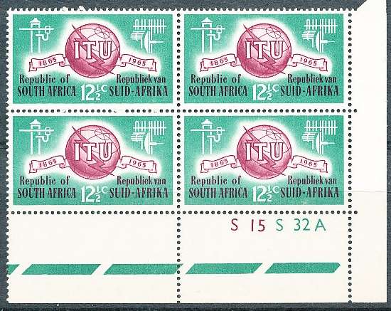 RSA  1965  -  Anniversary of I.T.U   C/ BLOCK   A  - FINE MINT
