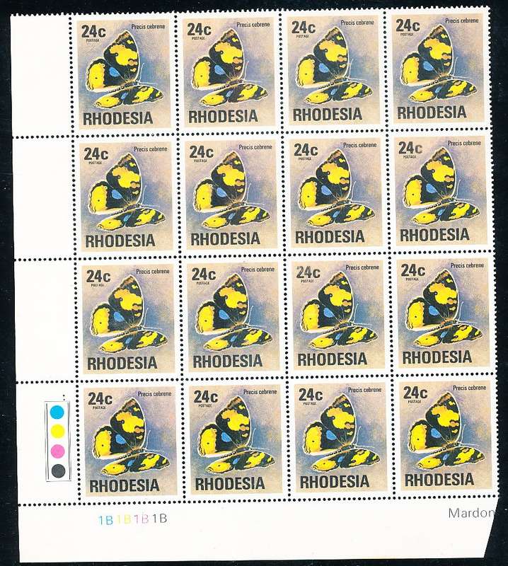RHODESIA   - 1976  DEFIN  ISSUE  24c  C/BLOCK  "B" -   FINE MINT
