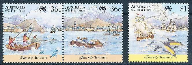 AUSTRALIA  1987 -  First Fleet Arriving from Tenerife  SET  -   FINE  MINT