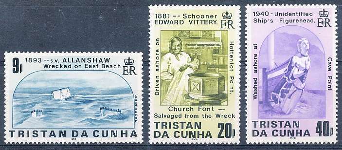 TRISTAN da CUNHA  - 1986    Shipwrecks  SET  -  FINE  MINT