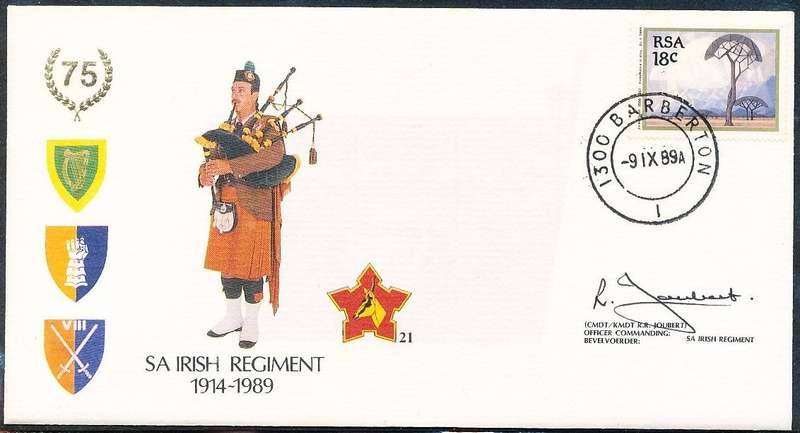 RSA   -  SA  ARMY   COVER   no 21  -    SIGNED