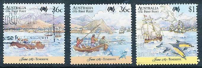 AUSTRALIA  1987 -  First Fleet Arriving from Tenerife  SET  -   FINE  USED