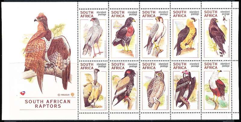 RSA  - 1997  -  South African Raptors  FULL SHEET  - FINE  MINT
