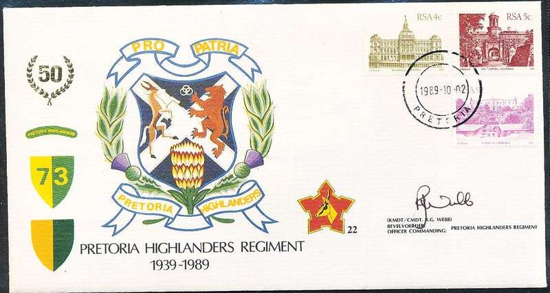 RSA   -  SA  ARMY   COVER   no 22  -    SIGNED