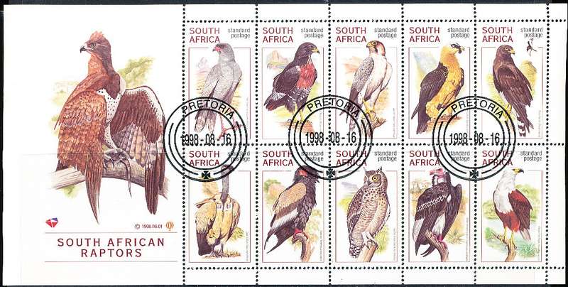 RSA  - 1997  -  South African Raptors  FULL SHEET  - FINE  CTO USED