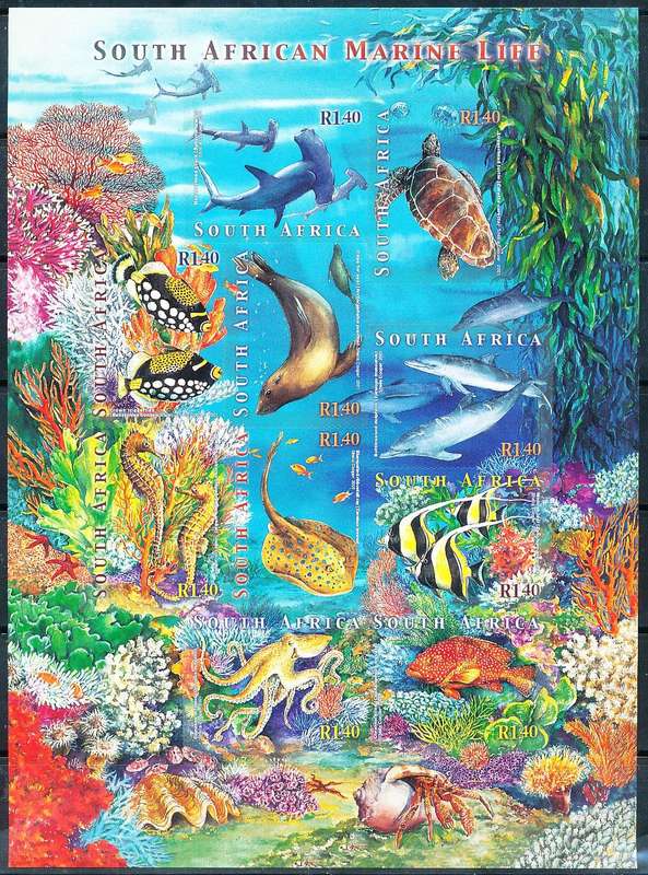 RSA  - 2001 -     Marine Life - Self-Adhesive  SHEET   - FINE  MINT