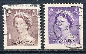 CANADA  1953  -  Queen Elizabeth II  BOOKLET STAMPS   -  FINE USED