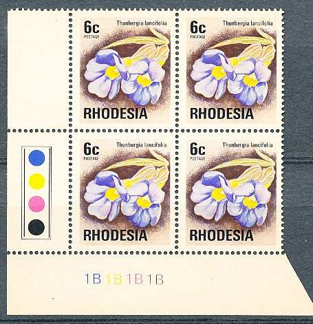 RHODESIA   - 1974  DEFIN  ISSUE  6c  C/BLOCK  "B" -   FINE MINT