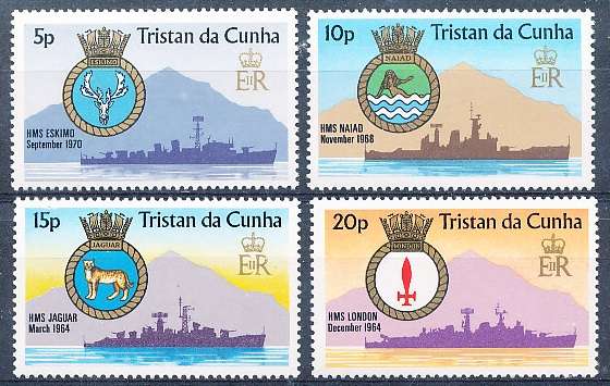 TRISTAN da CUNHA  - 1977   Ships' Crests of the Royal Navy    SET  -    FINE  MINT