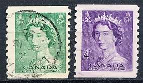 CANADA  1953  -  Queen Elizabeth II  COIL  STAMPS   -  FINE USED