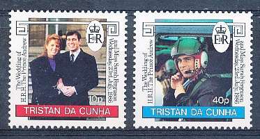 TRISTAN da CUNHA  - 1986    Andrew and Sarah Ferguson  SET  -  FINE  MINT