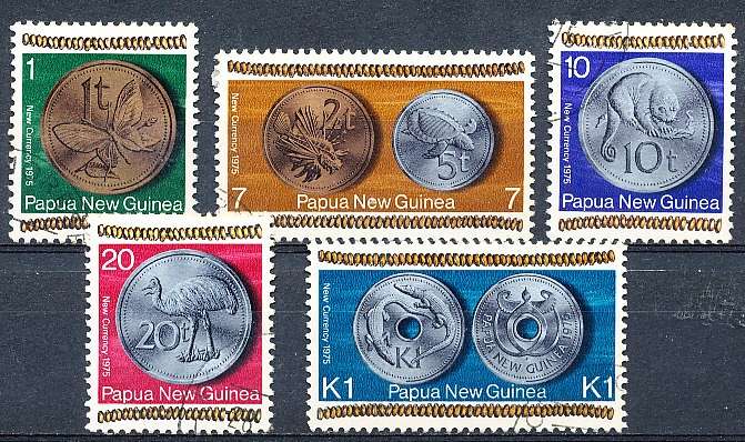 PAPUA NEW GUINEA 1975 -     New Coinage  FULL SET    -   FINE USED