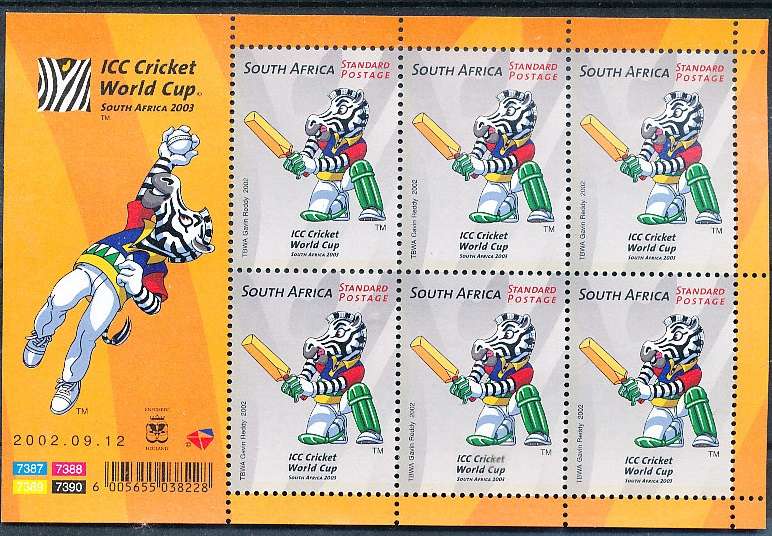 RSA -  2002  -    Cricket World Cup  MINI-SHEET  - FINE  MINT