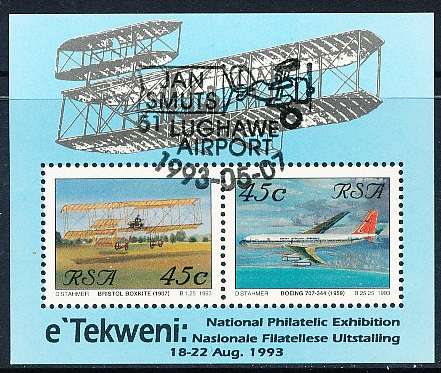 RSA   -  1993  - Aviation in South Africa MINI- SHEET  - FINE  CTO USED