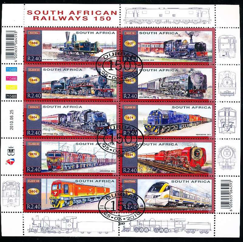 RSA  -  2010 -   South African Railways   SHEET   - CTO USED