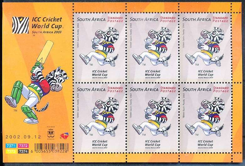RSA -  2002  -    Cricket World Cup  MINI-SHEET  - FINE  MINT