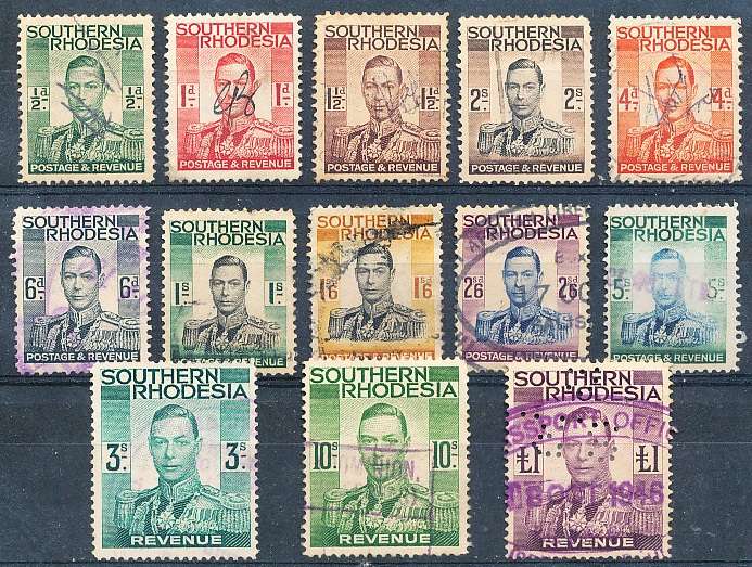 SOUTH  RHODESIA -  KGVI    SET  OF REVENUES TO THE POUND - FINE USED