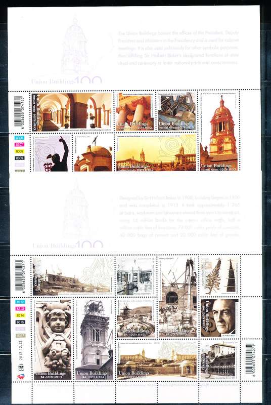 RSA  - 2013  -    Union Buildings  SET of 2 SHEETS - FINE MINT
