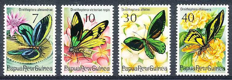 PAPUA NEW GUINEA 1975 -     Birdwing Butterflies  FULL SET    -   FINE MINT