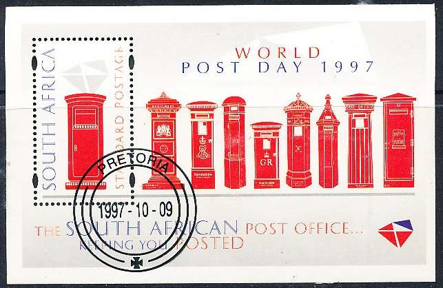 RSA  - 1997 -  World Post Day -  MINI-SHEET  - FINE CTO  USED