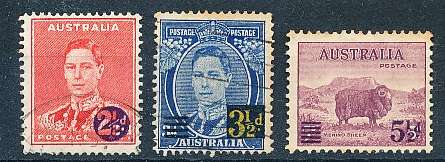 AUSTRALIA  1941 -   Definitives Stamps of 1937 Surcharged  SET  FINE  USED
