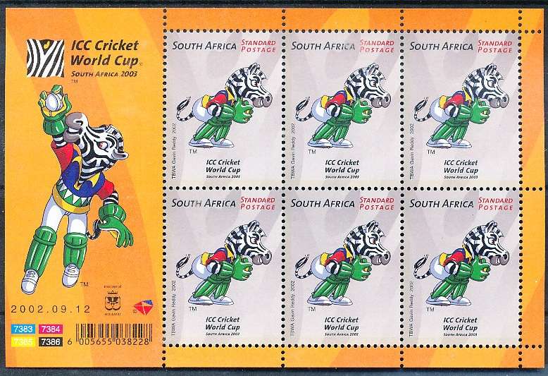 RSA -  2002  -    Cricket World Cup  MINI-SHEET  - FINE  MINT