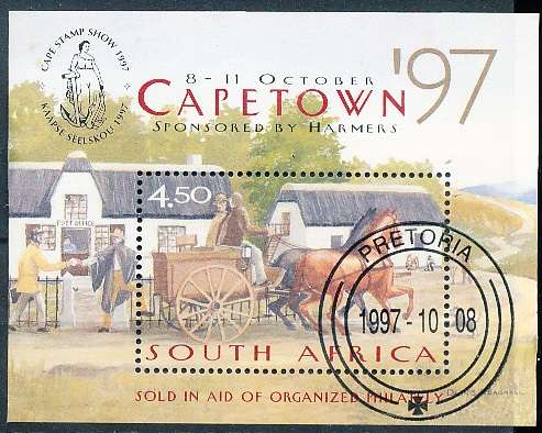 RSA -  1997  - Cape Town '97  Stamp Show  MINI-SHEET - FINE  CTO  USED
