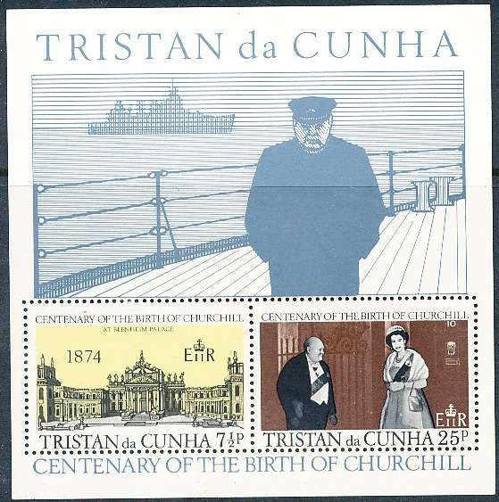 TRISTAN da CUNHA  - 1974    Winston Churchill  SHEET  -    FINE  MINT