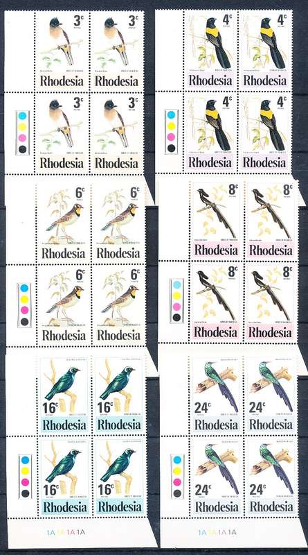 RHODESIA   - 1977   Birds  CONTROL BLOCKS -   FINE MINT