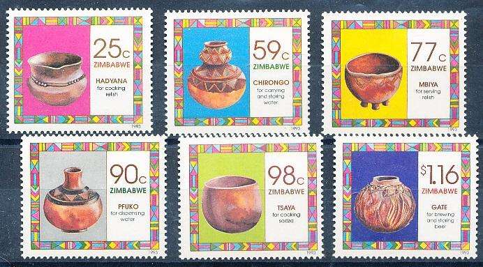 ZIMBABWE 1993  -    Household Pottery    FULL  SET    -  FINE  MINT