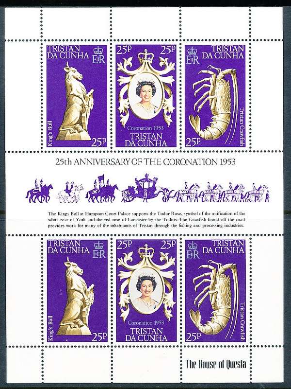 TRISTAN da CUNHA  - 1978   Coronation of Queen Elizabeth  SHEET  -    FINE  MINT