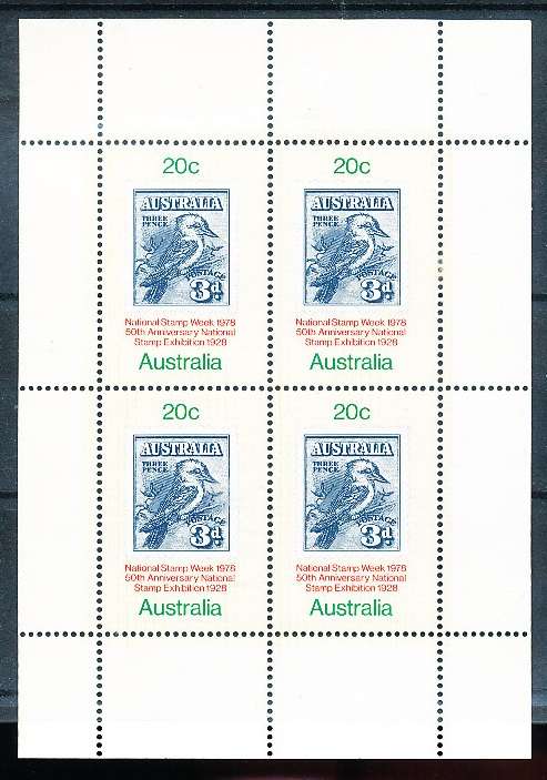 AUSTRALIA  1978 -    National Stamps Week  MINI-SHEET -   FINE  MINT