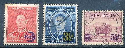 AUSTRALIA  1941 -   Definitives Stamps of 1937 Surcharged  SET  FINE  USED
