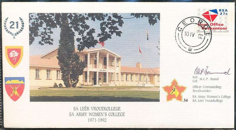 RSA   -  SA  ARMY   COVER   no 34  -    SIGNED