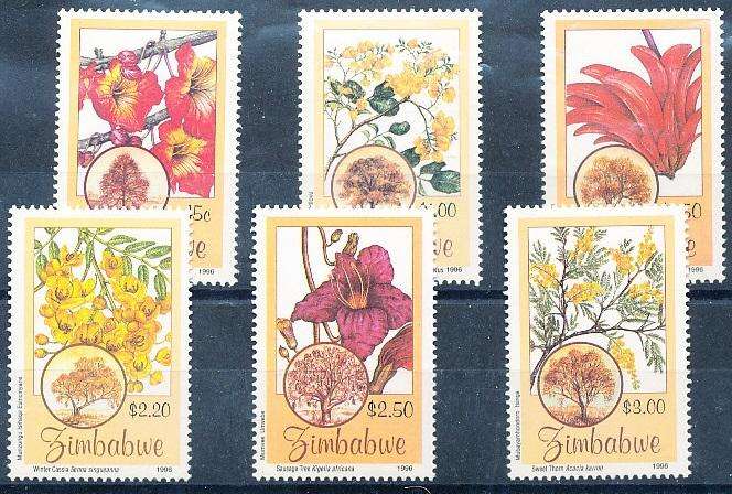 ZIMBABWE 1996  -  Indigenous Flowering Trees  FULL  SET    -  FINE  MINT