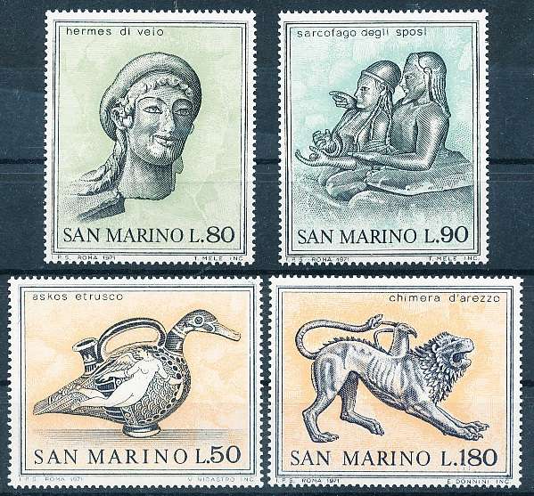 SAN MARINO  1971  -   Art of the Etruscan  FULL SET     -   FINE  MINT