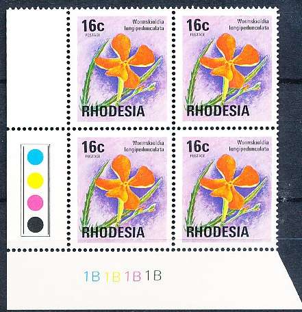 RHODESIA   - 1976  DEFIN  ISSUE  16c  C/BLOCK  "B" -   FINE MINT