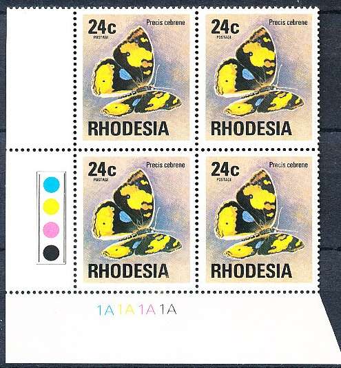 RHODESIA   - 1976  DEFIN  ISSUE  24c  C/BLOCK  "A" -   FINE MINT