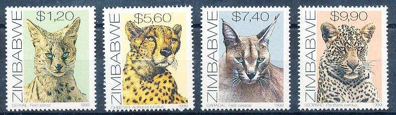 ZIMBABWE  1999  -   CATS    FULL   SET     -  FINE    MINT